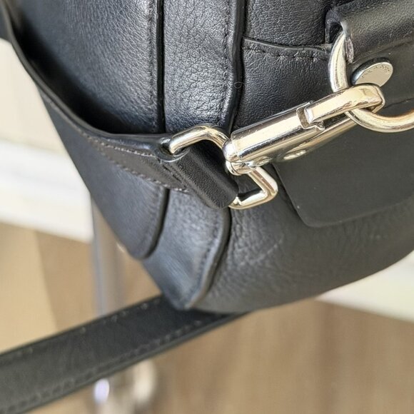 Rag & Bone Black Pebble Leather Flight Saddle Bag w/silver hardware - Picture 4 of 11